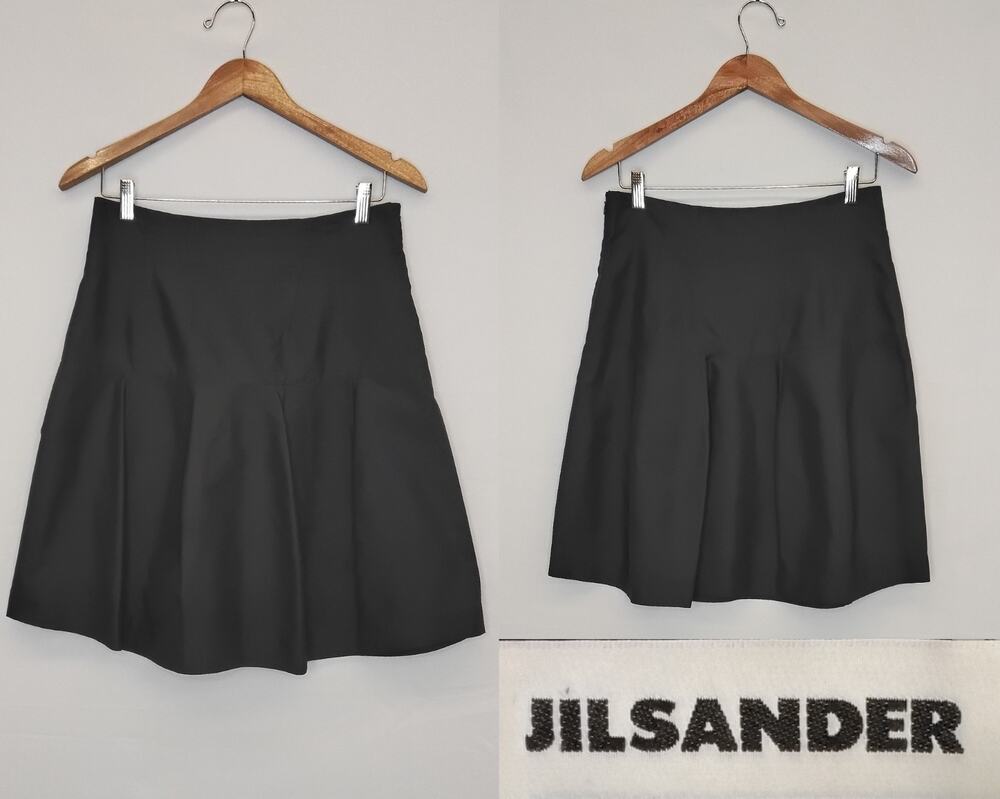Jill Sander Skirt W Size 38 Knee Length 30" Waist 100% Silk Dark Grey #Z5765